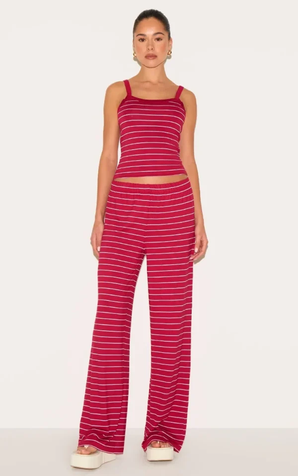 Red Striped Wide Leg Pants