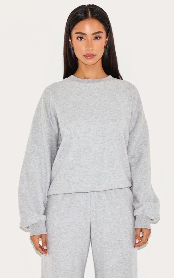 Petite Ash Grey Soft Touch Oversized Sweatshirt