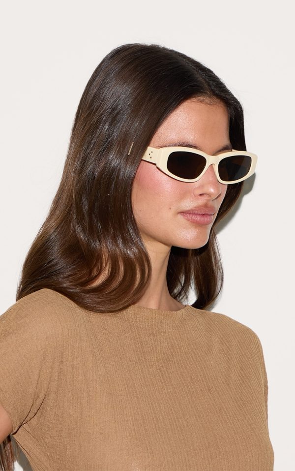 Cream Cat Eye Slim Sunglasses
