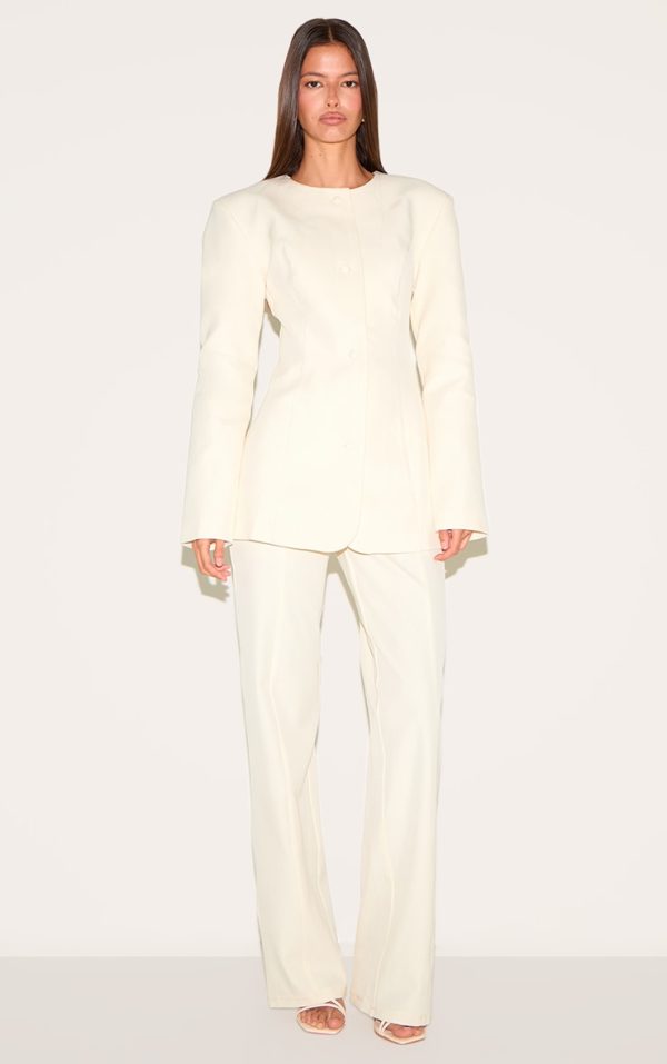 Almond Tailored Wide Leg Split Hem Pants
