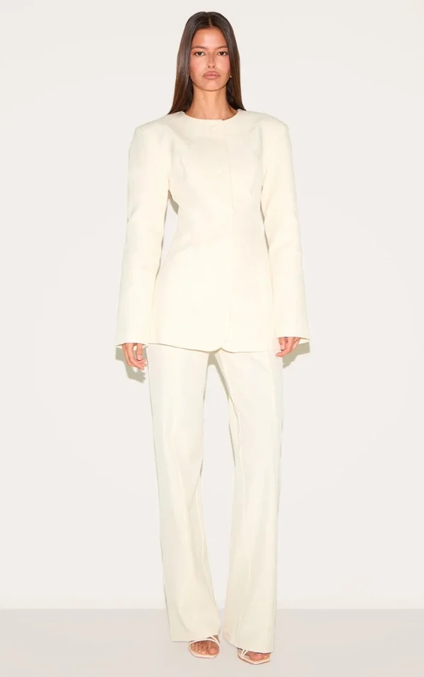Almond Tailored Wide Leg Split Hem Pants