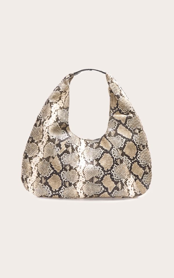 Snake Print Pu Rounded Tote