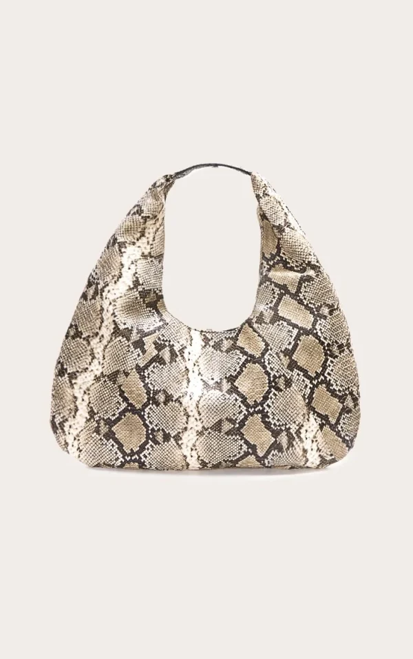 Snake Print Pu Rounded Tote