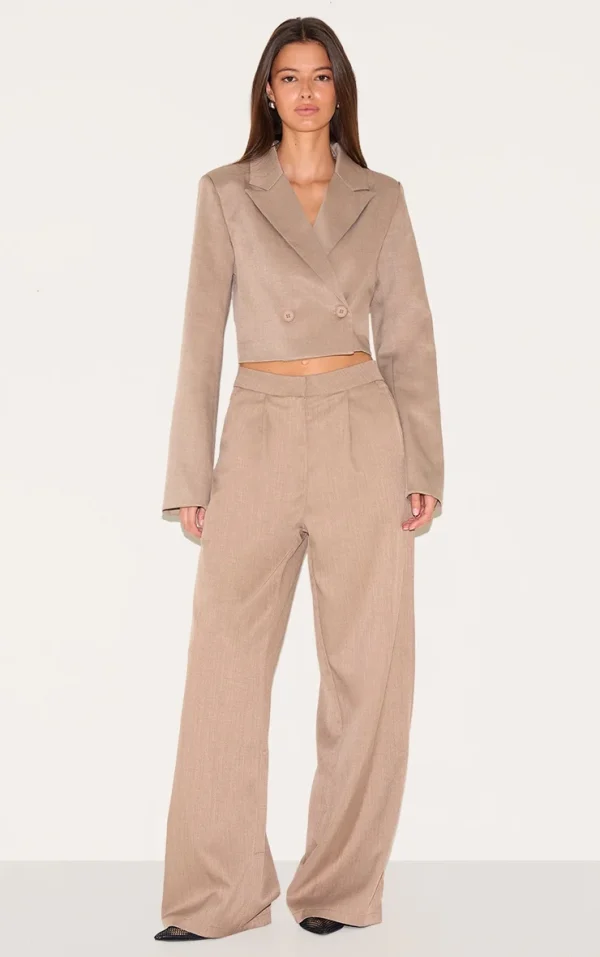 Mushroom Tailored Woven Wide Leg Pants