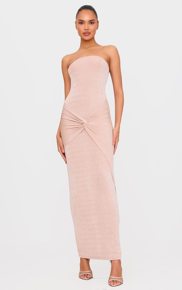 Nude Sheer Diamante Midaxi Dress