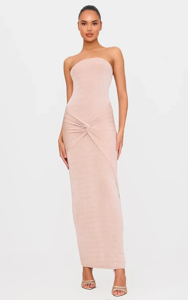 Nude Sheer Diamante Midaxi Dress