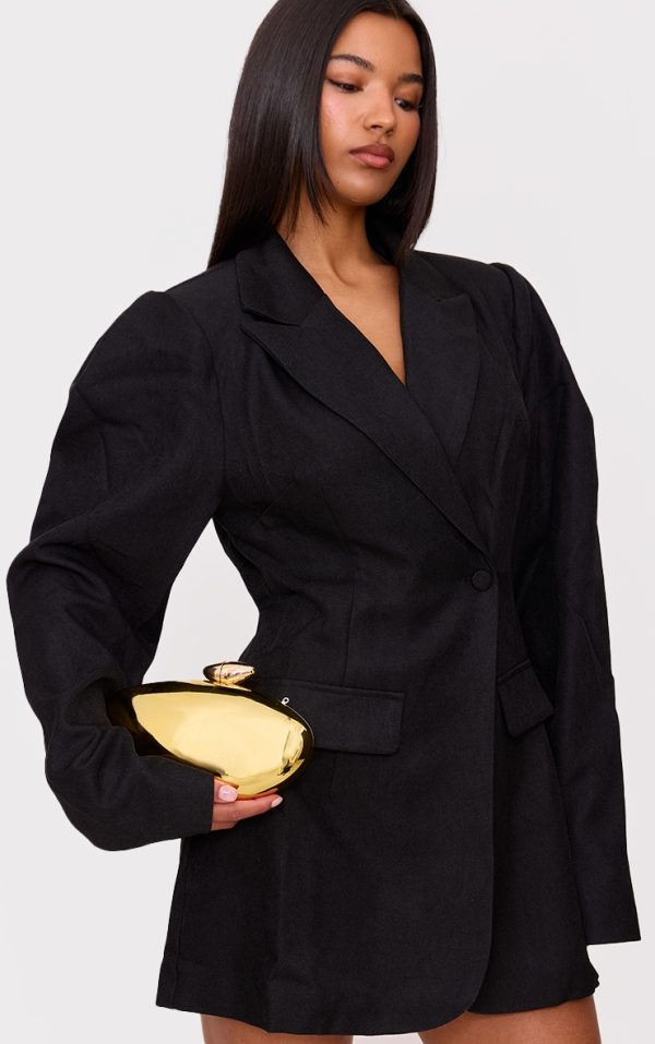 Gold Gloss Oval Hard Clutch