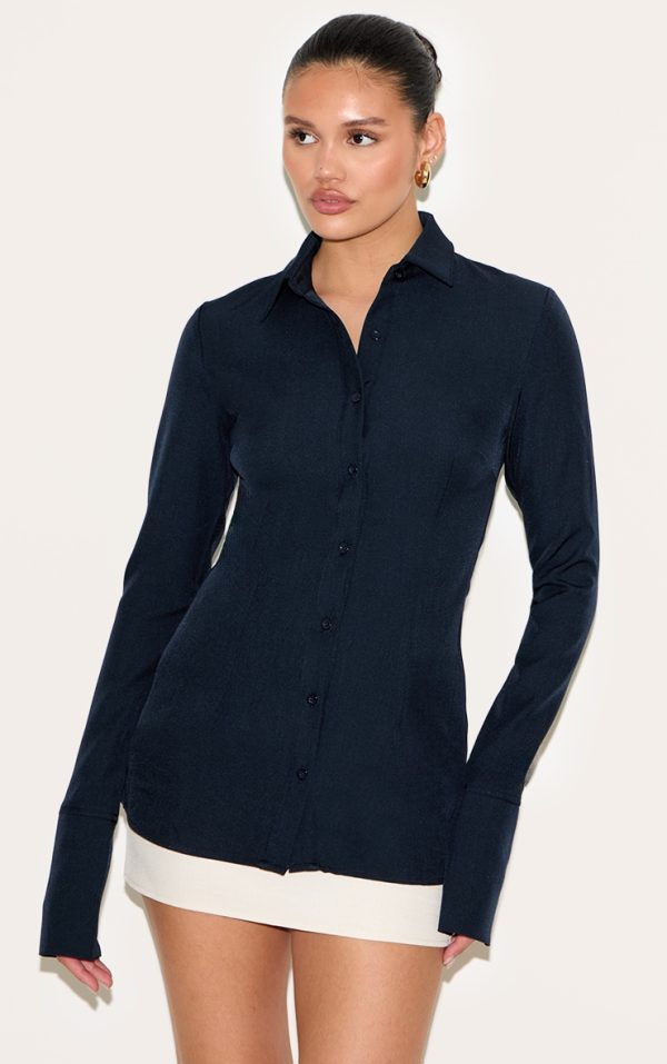 Navy Woven Fitted Shirt