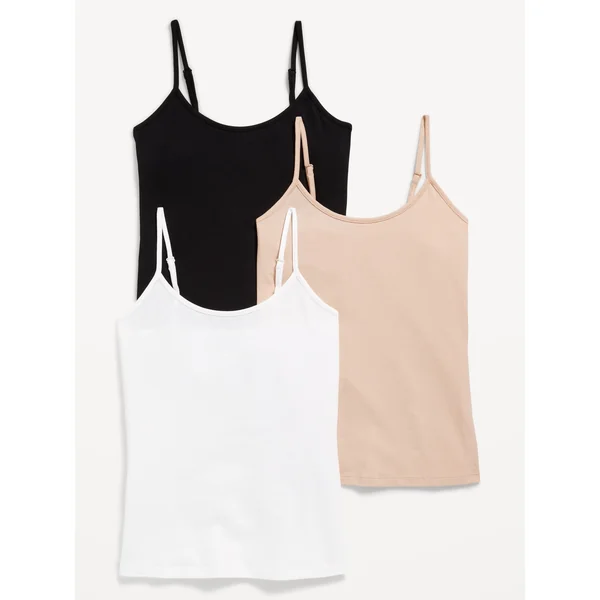 First-Layer Cami Tank Top 3-Pack - Black/Frappe/White