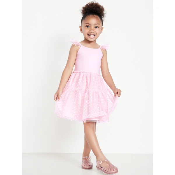 Fit and Flare Cami Tutu Dress for Toddler Girls - PALEST BLOSSOM