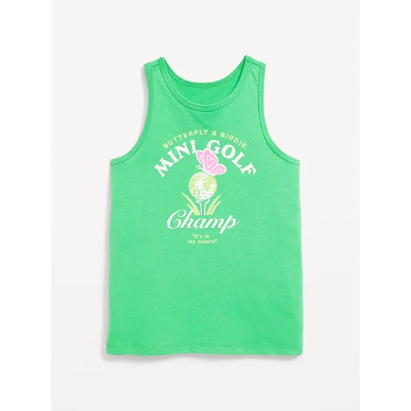 Fitted Back Cutout Graphic Tank Top for Girls - Beginners Luck
