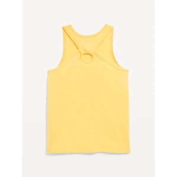 Fitted Back Cutout Graphic Tank Top for Girls - Yellow