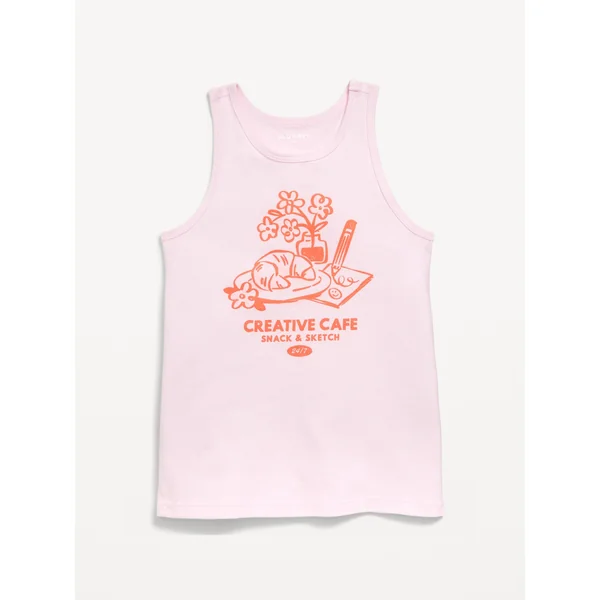 Fitted Graphic Back-Cutout Tank Top for Girls - Tiny Dancer