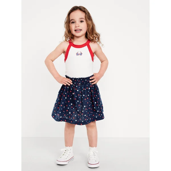 Fitted Halter Graphic Tank and Skort Set for Toddler Girls - Americana