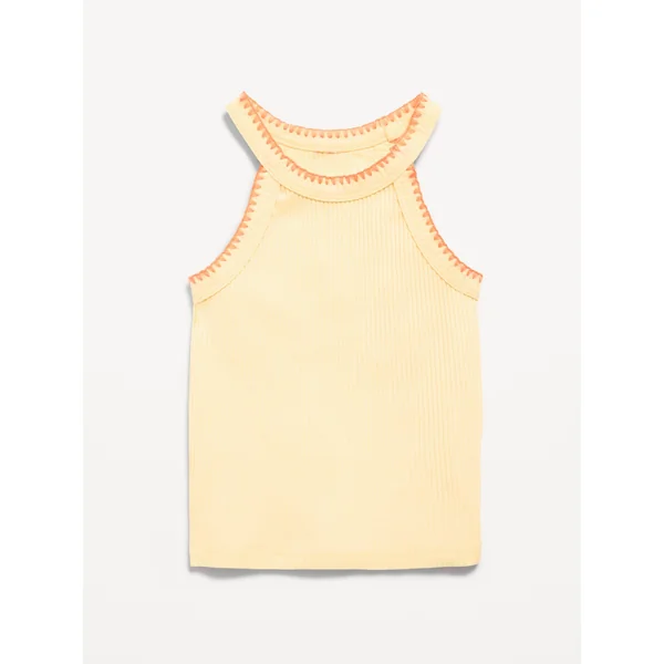 Fitted Halter Tank Top for Toddler Girls - Cool Almond