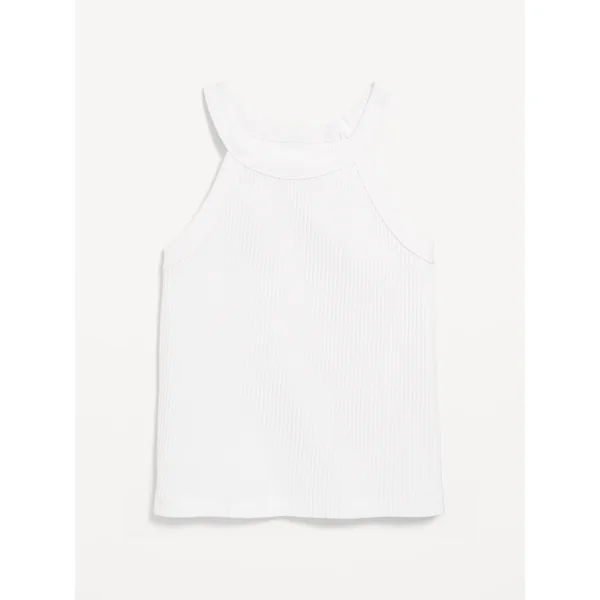 Fitted Halter Tank Top for Toddler Girls - White