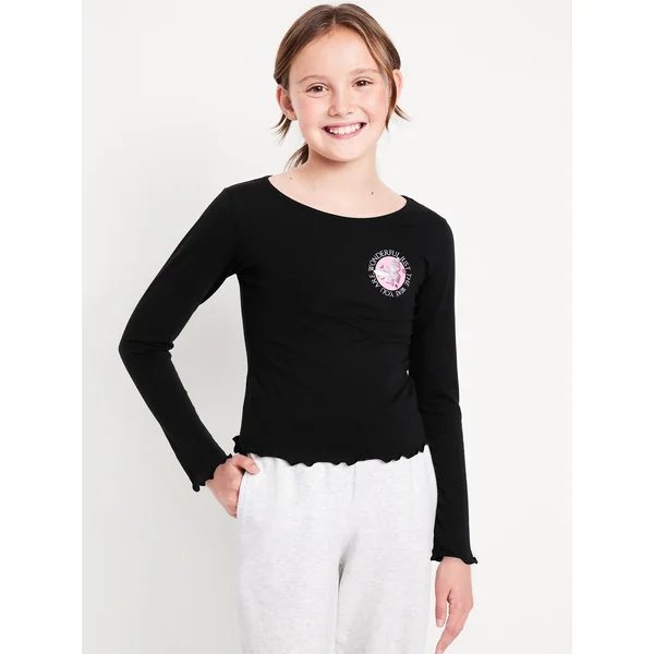 Fitted Licensed Graphic T-Shirt for Girls - Black Jack