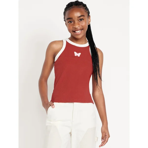 Fitted Ribbed Tank Top for Girls - CARMINE