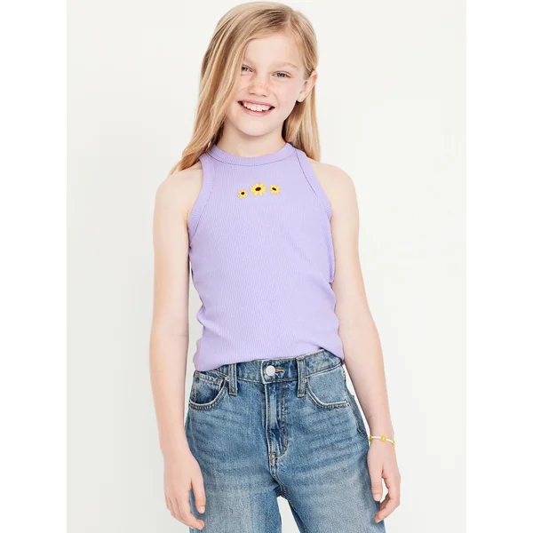 Fitted Ribbed Tank Top for Girls - Lavender Haven