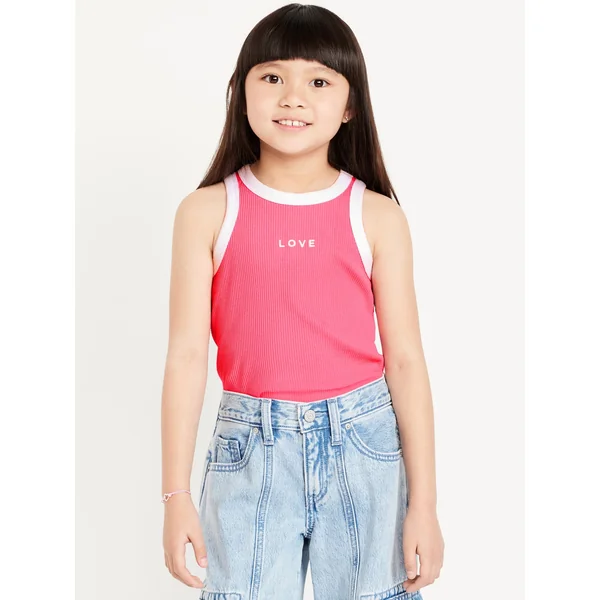 Fitted Ribbed Tank Top for Girls - Pink Splendor