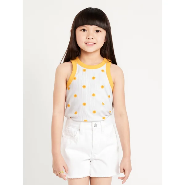 Fitted Ribbed Tank Top for Girls - Taxi Cab