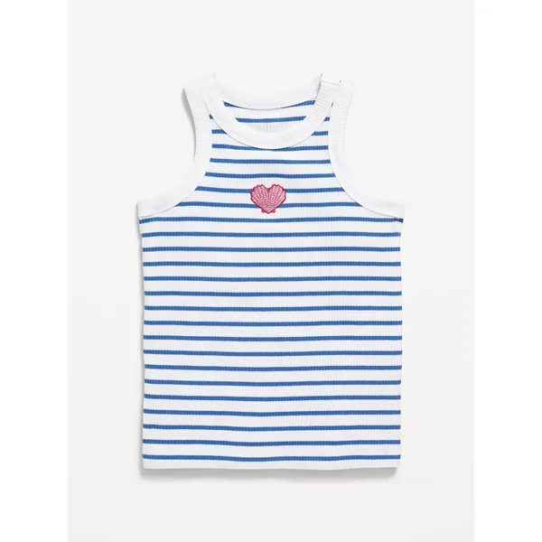 Fitted Ribbed Tank Top for Girls - Water Blue