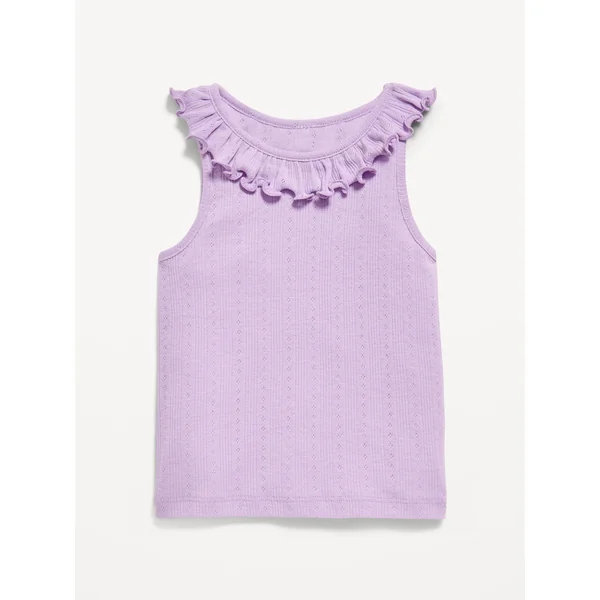 Fitted Ruffle-Neck Tank Top for Toddler Girls - Clary Sage