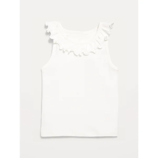 Fitted Ruffle-Neck Tank Top for Toddler Girls - Sea Salt