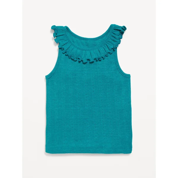 Fitted Ruffle-Neck Tank Top for Toddler Girls - Tropical Undertow