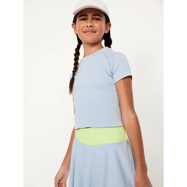 Fitted Seamless Performance Top for Girls - Afternoon Storm Blue