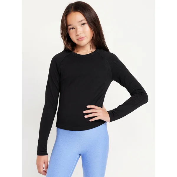 Fitted Seamless Performance Top for Girls - Black Jack