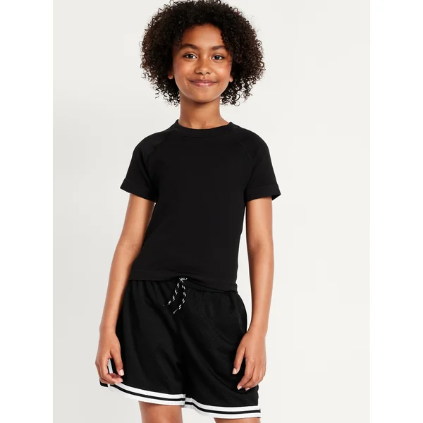 Fitted Seamless Performance Top for Girls - Black Jack