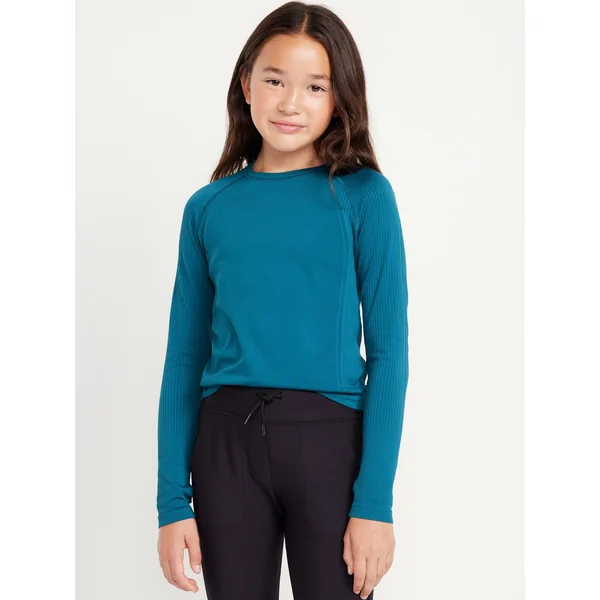 Fitted Seamless Performance Top for Girls - Tealspin