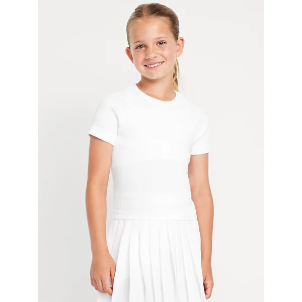 Fitted Seamless Performance Top for Girls - White Lilies