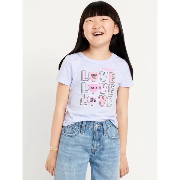 Fitted Short-Sleeve Licensed Graphic T-Shirt for Girls - ORCHID TINT