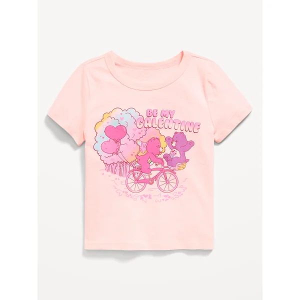 Fitted Short-Sleeve Licensed Graphic T-Shirt for Girls - Pink Sky