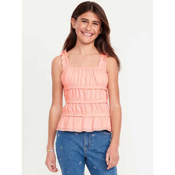Fitted Smocked Tank Top for Girls - Just Peachy