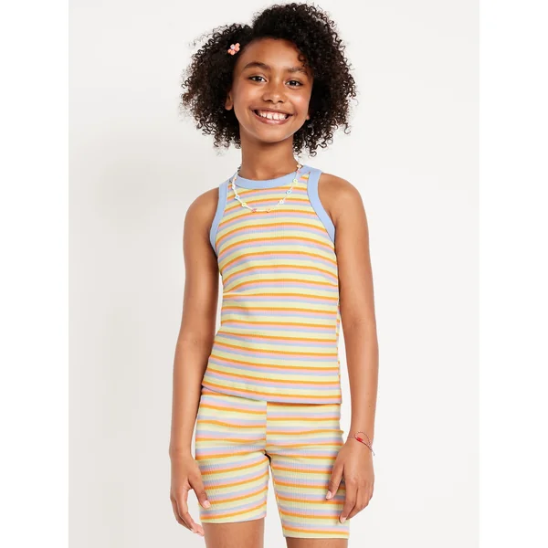 Fitted Tank Top for Girls - Multi Stripe