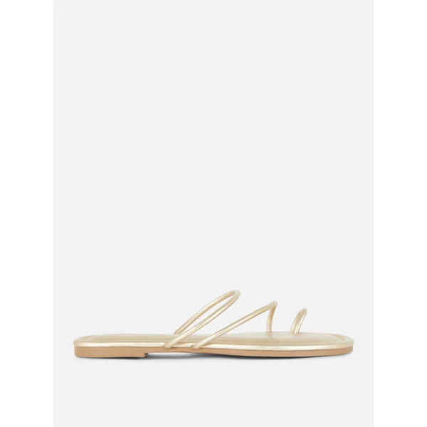 Flat Strappy Sandals - Gold