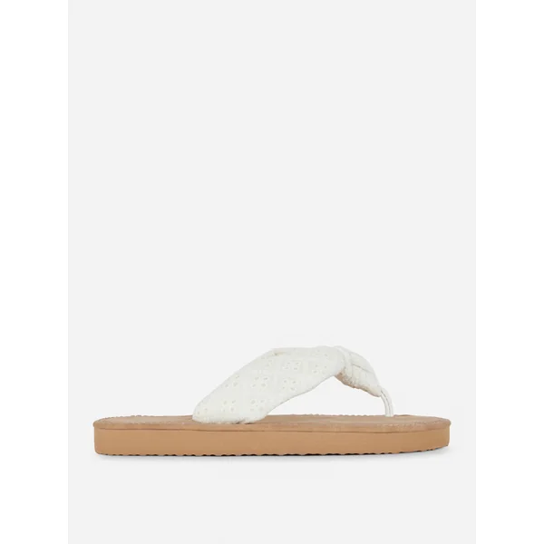 Flat Thong Sandals - White
