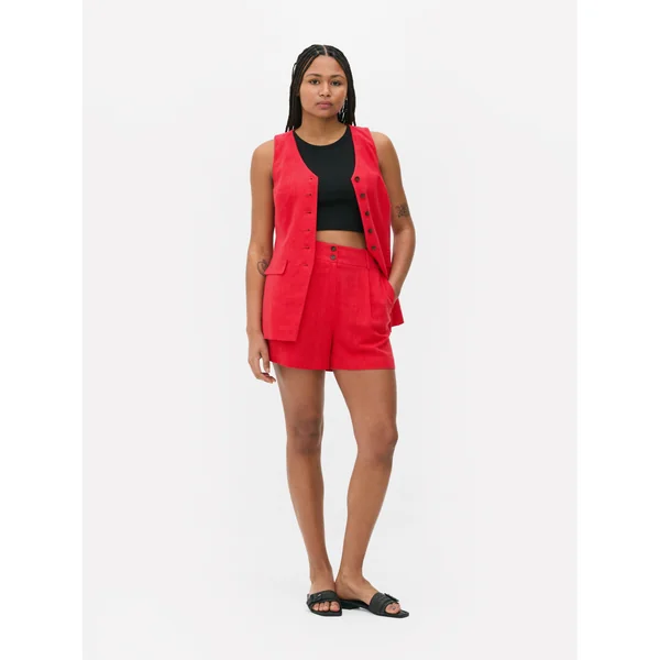 Flax Bermuda Shorts - Red