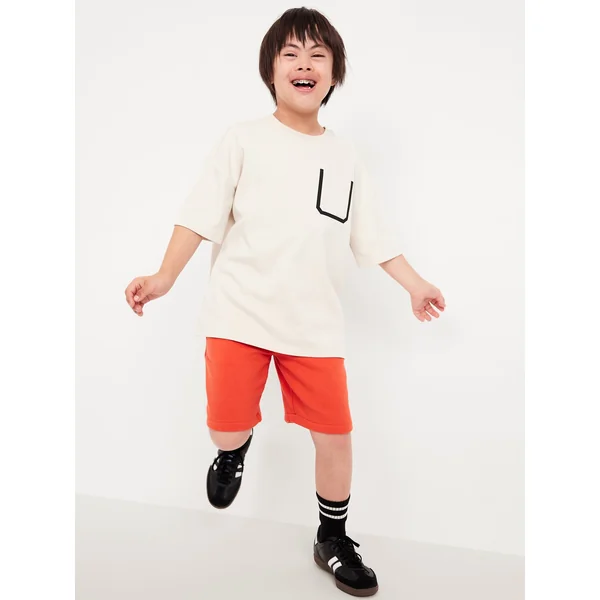 Fleece Jogger Shorts for Boys (At Knee) - MOLTEN MAGMA