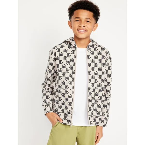 Fleece Zip-Front Hoodie for Boys - White