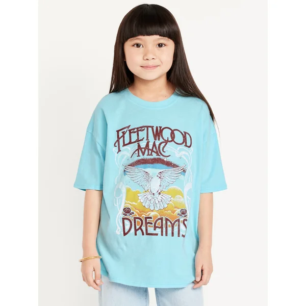 Fleetwood Mac™ Oversized Graphic T-Shirt for Girls - Ceramic Blue