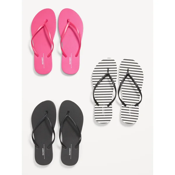 Flip-Flop Sandals 3-Pack (Partially Plant-Based) - Black/pink R