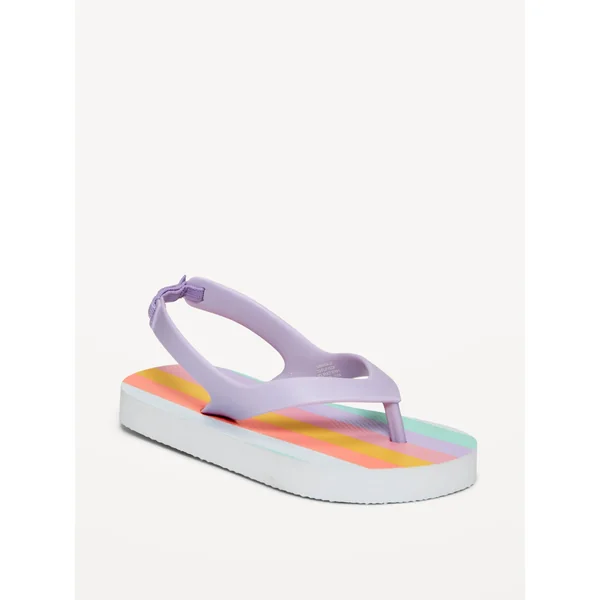Flip-Flop Sandals for Toddler Girls (Partially Plant-Based) - Cool Multi Stripe