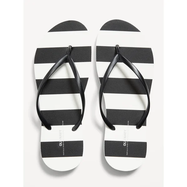 Flip-Flop Sandals (Partially Plant-Based) - Black/White Stripe
