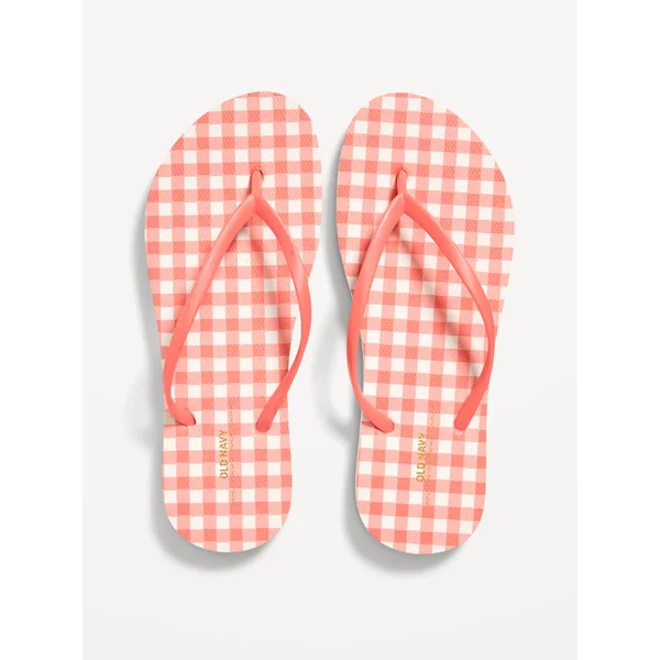 Flip-Flop Sandals (Partially Plant-Based) - Pink Gingham