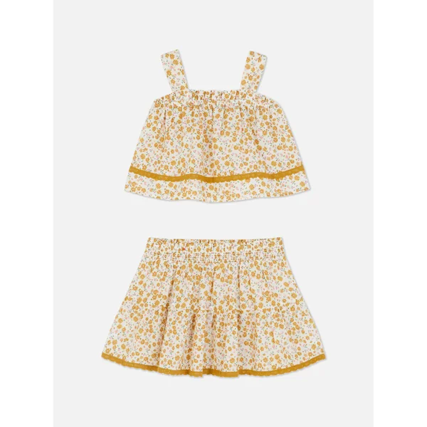 Floral Blouse and Skirt Set - Multi