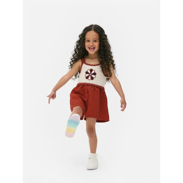 Floral Crochet Playsuit - Brown